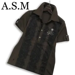 Y2K★ A.S.M × Jupiter & Juno アトリエサブ メン 半袖 スカル ラインストーン パイソン柄 ポロシャツ Sz.48 メンズ ASMのサムネイル