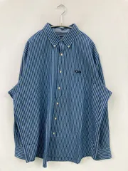 CHAPS チャップス シャツ/ブラウス XXL ブルー コットン ストライプ柄 ワンポイント ミドル丈 長袖 ボタンダウン レギュラーカラー メンズのサムネイル