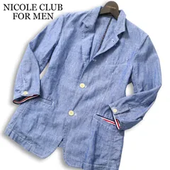 NICOLE CLUB FOR MEN ニコルクラブ フォーメン 春夏★  7分袖 リネン混 シャンブレー テーラード ジャケット Sz.46 メンズのサムネイル