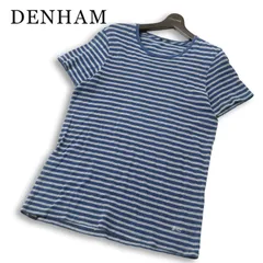 DENHAM デンハム 春夏★ 【SIGNATURE】 半袖 インディゴ ボーダー ロゴ刺繍 Tシャツ カットソー Sz.S メンズのサムネイル