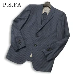 P.S.FA パーフェクトスーツファクトリー 春夏★ FINTES イタリア生地 ストライプ テーラード ジャケット Sz.92Y6 メンズ 紺のサムネイル