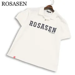 ROSASEN ロサーセン ゴルフ 春夏★ 半袖 鹿の子 ロゴプリント ポロシャツ 大きいサイズ Sz.LL メンズ 白のサムネイル