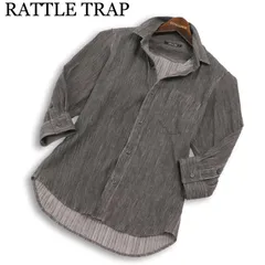 24SS★ RATTLE TRAP メンズビギ 春夏★ ワッシャー チェック 七分袖 シャツ Sz.M メンズ グレーのサムネイル