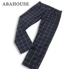 ABAHOUSE アバハウス 通年★ ストレッチ スリム ウィンドウペン チェック パンツ Sz.3 メンズ ネイビーのサムネイル