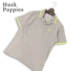 Hush Puppies ハッシュパピー 春夏★ 半袖 鹿の子 ロゴ刺繍 ポロシャツ 日本製 Sz.L メンズ 灰 グレーのサムネイル