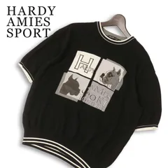 HARDY AMIES SPORT ハーディエイミス 半袖 ロゴ ボクサー ドッグ刺繍★  ニット セーター 日本製 Sz.L メンズのサムネイル