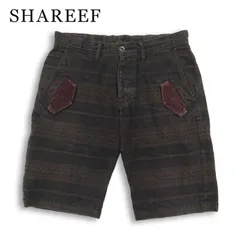 SHAREEF シャリーフ 春夏★ ボーダー 総柄 ハーフ ショート パンツ 日本製 Sz.1 メンズのサムネイル