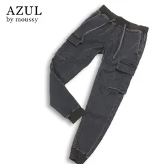 AZUL by moussy アズール マウジー イージー★ スウェット ドビー デニム カーゴ ジョガー パンツ ジーンズ Sz.S メンズ 灰のサムネイル
