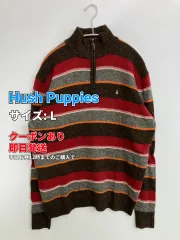 Hush Puppies ハッシュパピー ニット/セーター L ウール・ニット ボーダー柄 ワンポイント ミドル丈 長袖 タートルネック/ハイネック メンズのサムネイル