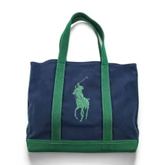 Ralph Lauren ビッグポニー 刺繍 トートバッグ グリーン ネイビー キャンバスのサムネイル