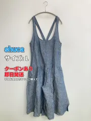 shuca シュカ サロペット/オーバーオール L ブルー ハーフ・ひざ丈 クロップド・半端丈 リネン・麻 レディースのサムネイル