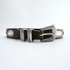 Vintage Western Leather Belt ウエスタンベルト レザー ナローベルト シルバーコンチョ ヴィンテージのサムネイル