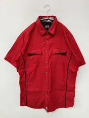 PHAT FARM ファットファーム シャツ/ブラウス L/G レッド 無地 ミドル丈 ライン柄 半袖 レギュラーカラー メンズのサムネイル