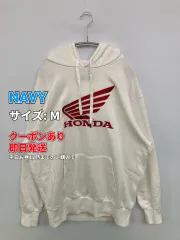NAVY ネイビー パーカー M ホワイト コットン ブランドロゴ 刺繍 プルオーバー 長袖 メンズ レディースのサムネイル