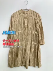 AMERI アメリ ワンピース ベージュ サテン 無地 ペイズリー柄 半端袖 ひざ丈 ショート・ミニ丈 フレア レディースのサムネイル