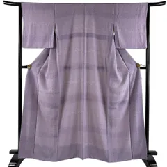 江戸小紋 身丈164cm 裄丈65.5cm M 袷 菊唐草 楓 薄紫 正絹 秀品 【中古】のサムネイル