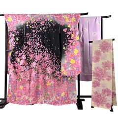 振袖 身丈168.5cm 裄丈69cm L 袷 梅 竹 金糸 金彩 青緑 正絹 名品