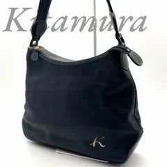 【B5781】 Kitamura キタムラ ショルダーバッグ レザー ネイビー ステッチ 肩掛け ファスナーポケット レディース ロゴのサムネイル