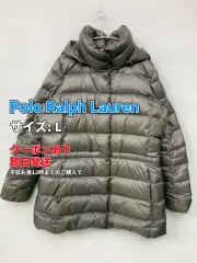 Polo Ralph Lauren ポロラルフローレン ダウンジャケット/コート L グレー ナイロン レザー・本革 無地 ミドル丈 フードあり フード取り外し可 レディースのサムネイル