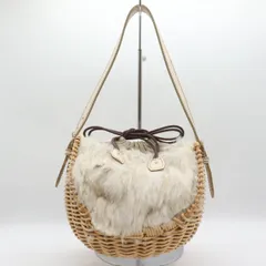 カシェリエ ショルダーバッグ 鞄 カバン ブランド かごバッグ ファー レディース ベージュ Cachellie 【中古】のサムネイル
