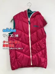 adidas アディダス ダウンベスト M ピンク 無地 ワンポイント ブランドロゴ フードあり レディースのサムネイル