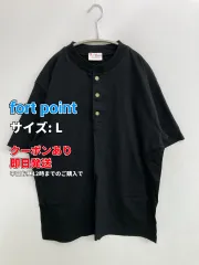 fort point Tシャツ/カットソー L ブラック 無地 ミドル丈 半袖 ヘンリーネック メンズのサムネイル