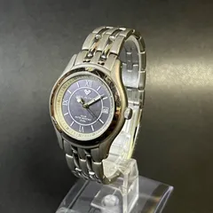 【稼働品】MARIO VALENTINO ソーラー レディース 腕時計 シルバー ブラック文字盤 MV-0302 動作確認済み 電池交換済みのサムネイル