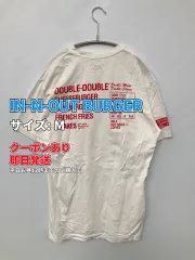 IN-N-OUT BURGER インアンドアウトバーガー Tシャツ/カットソー M ホワイト 前面プリント バックプリント ブランドロゴ ミドル丈 半袖 クルーネック(丸首) メンズ レディースのサムネイル