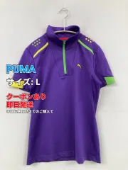 PUMA プーマ ポロシャツ L パープル 無地 ブランドロゴ 半袖 レディースのサムネイル