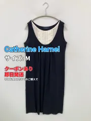 Catherine Harnel ワンピース M ブラック コットン 無地 袖なし ひざ丈 フレア レディースのサムネイル