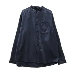 VALENTINO ヴァレンティノ ヴィンテージ ブルーグレー スタンドカラー シャツ LLのサムネイル
