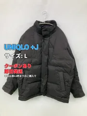 UNIQLO +J ダウンジャケット/コート L ブラック ナイロン 無地 ミドル丈 フードなし ジップアップ メンズ レディースのサムネイル