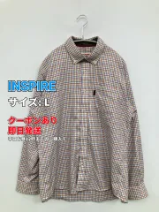 INSPIRE シャツ/ブラウス L ホワイト コットン チェック柄 ミドル丈 長袖 ボタンダウン メンズのサムネイル
