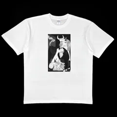 オリジナル ハイクオリティ Tシャツ 5.6オンス ミディアムウエイト ピカソ キュビズム ゲルニカ 1937年 ドイツ軍 都市無差別爆撃 白黒 モノクロ 反戦絵画 壁画 白 ホワイト XS(SS) S M L XL(LL) メンズ レディース ユニセックスのサムネイル