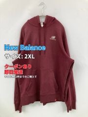 New Balance ニューバランス パーカー 2XL レッド スウェット 裏起毛 無地 ワンポイント ブランドロゴ プルオーバー 長袖 メンズ レディース