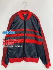 adidas トレフォイル トラックジャケット ネイビー レッド - メルカリ