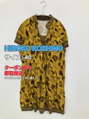 HIROKO KOSHINO ヒロココシノ チュニック 40 イエロー コットン チュール 花柄・ボタニカル柄 ペイズリー柄 その他総柄 半袖 ショート・ミニ丈 レディースのサムネイル