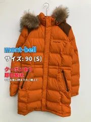 mont-bell モンベル ダウンジャケット/コート 90 (S) オレンジ フェイクファー 無地 ワンポイント ブランドロゴ ロング丈 フードあり ジップアップ ボタン留め フード取り外し可 レディースのサムネイル