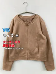 ViS ビス ノーカラージャケット M ベージュ 無地 ショート丈 レディースのサムネイル