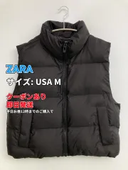 ZARA ザラ ダウンベスト USA M ブラック 無地 フードなし レディースのサムネイル