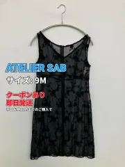 ATELIER SAB アトリエサブ ワンピース 9M ブラック ナイロン 花柄・ボタニカル柄 レース 袖なし ショート・ミニ丈 台形 レディースのサムネイル