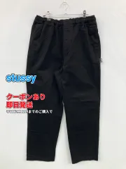 stussy ステューシー チノパンツ ブラック フルレングス コットン 無地 ワンポイント ワイド・ルーズ テーパード レギュラー ウエストゴム・紐 メンズ レディースのサムネイル