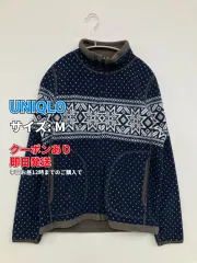UNIQLO ユニクロ ブルゾン M ネイビー ボア ドット柄 その他総柄 ミドル丈 フードなし ジップアップ レディースのサムネイル