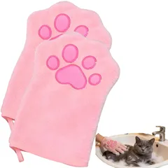 新品 HAKONA 拭き取りシャンプー手袋 猫シャンプータオル 犬用シャンプーグローブ 二枚 猫爪型ペット用洗浄手袋 吸水タオル コーラルフリース速乾性 両面デザイン 長毛種対応 ケア用品 ミングミット・入浴・拭き取り・ブラッシング対応 日常の掃除や旅行に最適のサムネイル