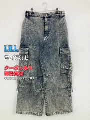 LILL リル カーゴパンツ L ブルー クロップド・半端丈 コットン 無地 ワイド・ルーズ フレア・ブーツカット ハイウエスト ウエストゴム・紐 メンズのサムネイル