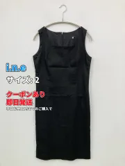 i.n.e アイエヌイー ワンピース 2 ブラック コットン ストレッチ 無地 袖なし ひざ丈 タイト レディースのサムネイル