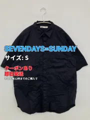 SEVENDAYS=SUNDAY セブンデイズサンデイ シャツ/ブラウス S ネイビー コットン 無地 ミドル丈 半袖 レギュラーカラー メンズのサムネイル
