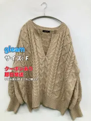 gleam グリーム ニット/セーター F ベージュ ニット 無地 ミドル丈 長袖 Vネック レディースのサムネイル