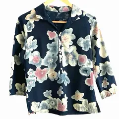 Pal'las Palace パラスパレス  インディゴ 花柄 シャツ ブラウス 3のサムネイル