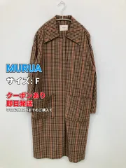 MURUA ムルーア ステンカラーコート F ベージュ チェック柄 ロング丈 フードなし レディースのサムネイル